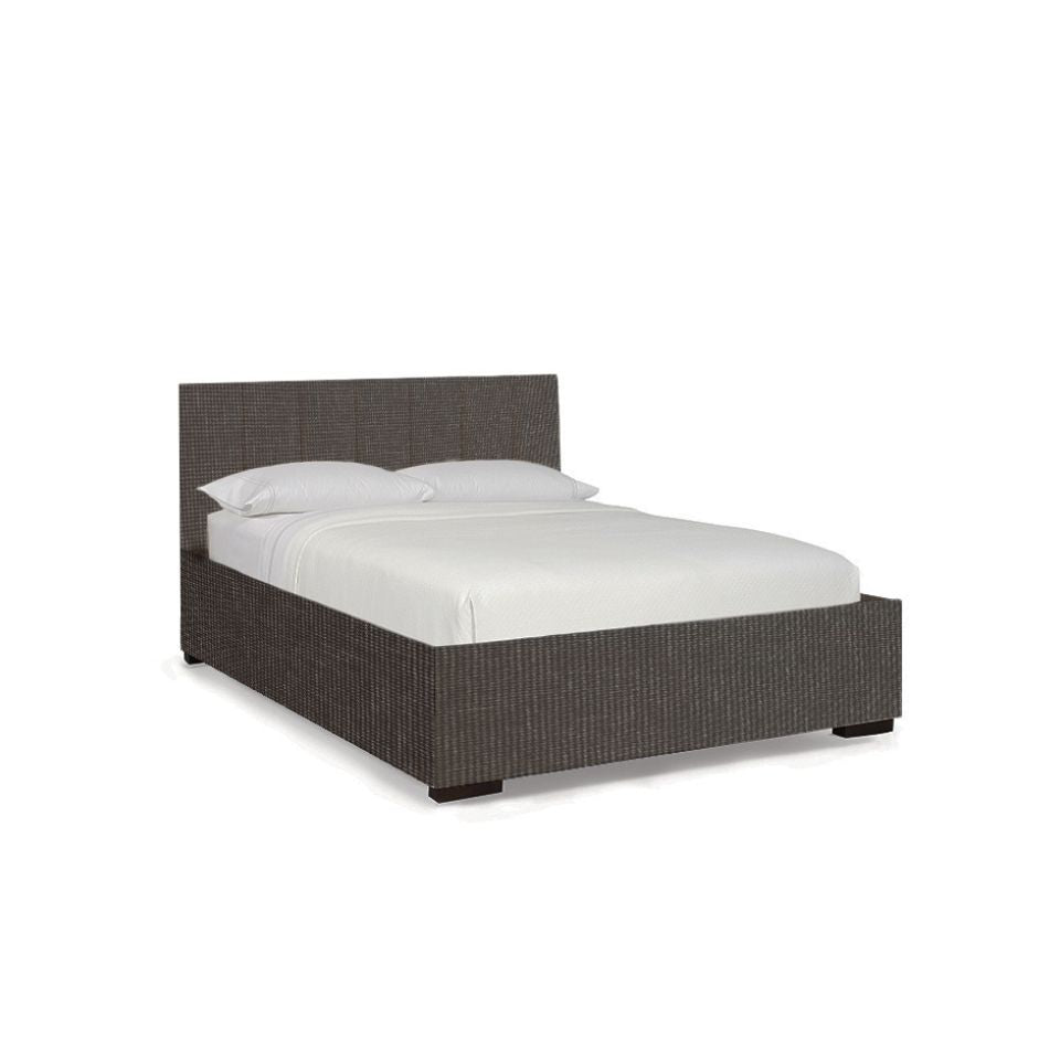 Hudson brown upholstered bed angled view