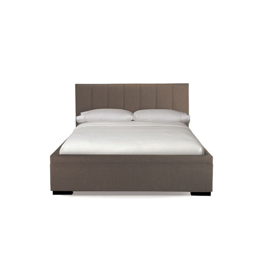 Hudson brown upholstered bed front view